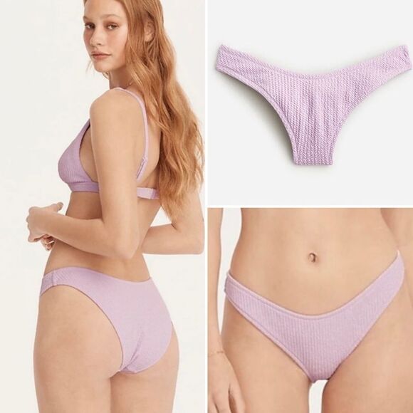J Crew Lilac Purple Jacquard Texture Curve Waist Cheeky Bikini Bottom Sz XL NWT - Picture 15 of 15